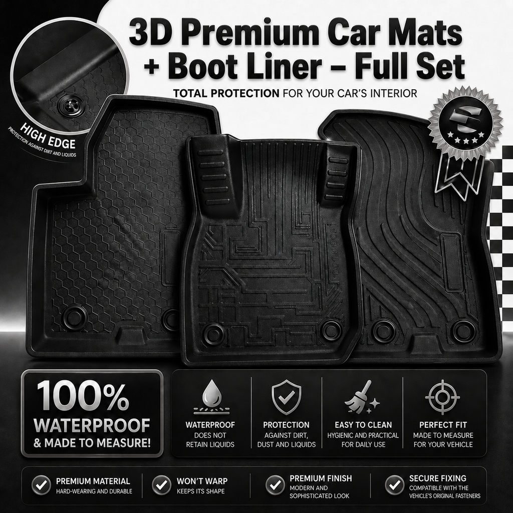 3D Premium Car Mats + Boot Liner – Full Set